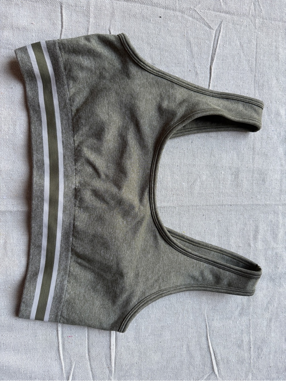 The Upside Olive Green Sports Bra with Striped Band